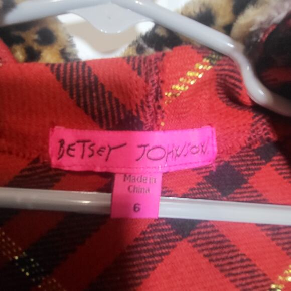 BETSY JOHNSON size 6 girl hooded plaid cape - Picture 4 of 7